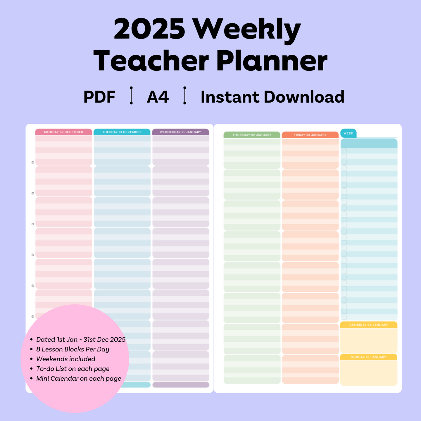 2025 Printable Teacher Planners