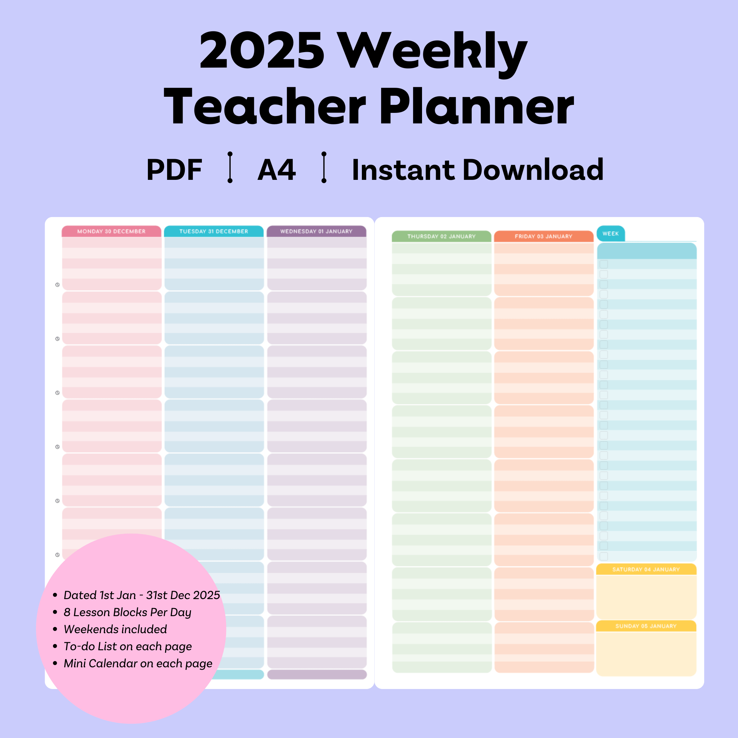 2025 Printable Colourful Weekly Teacher Planner Zivia Designs 2025 printable colourful weekly teacher planner zivia designs