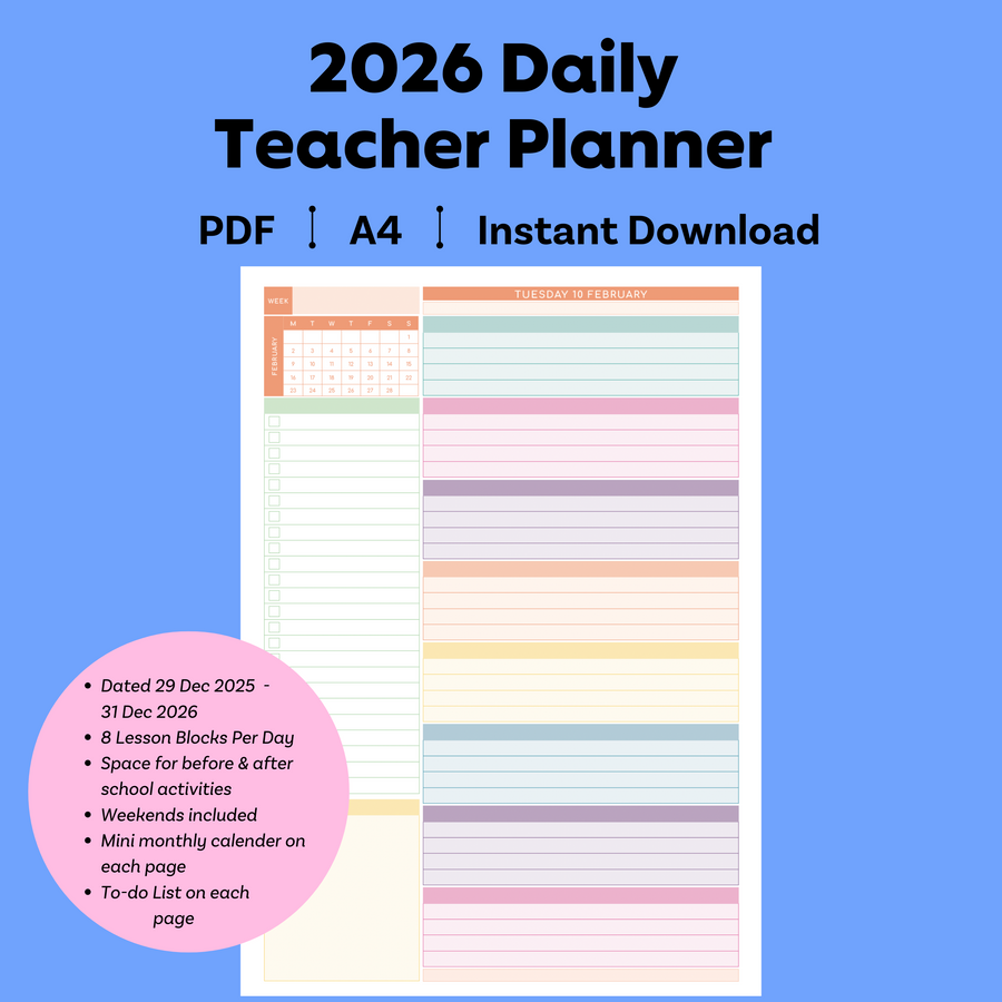2026 Printable Daily Teacher Planner