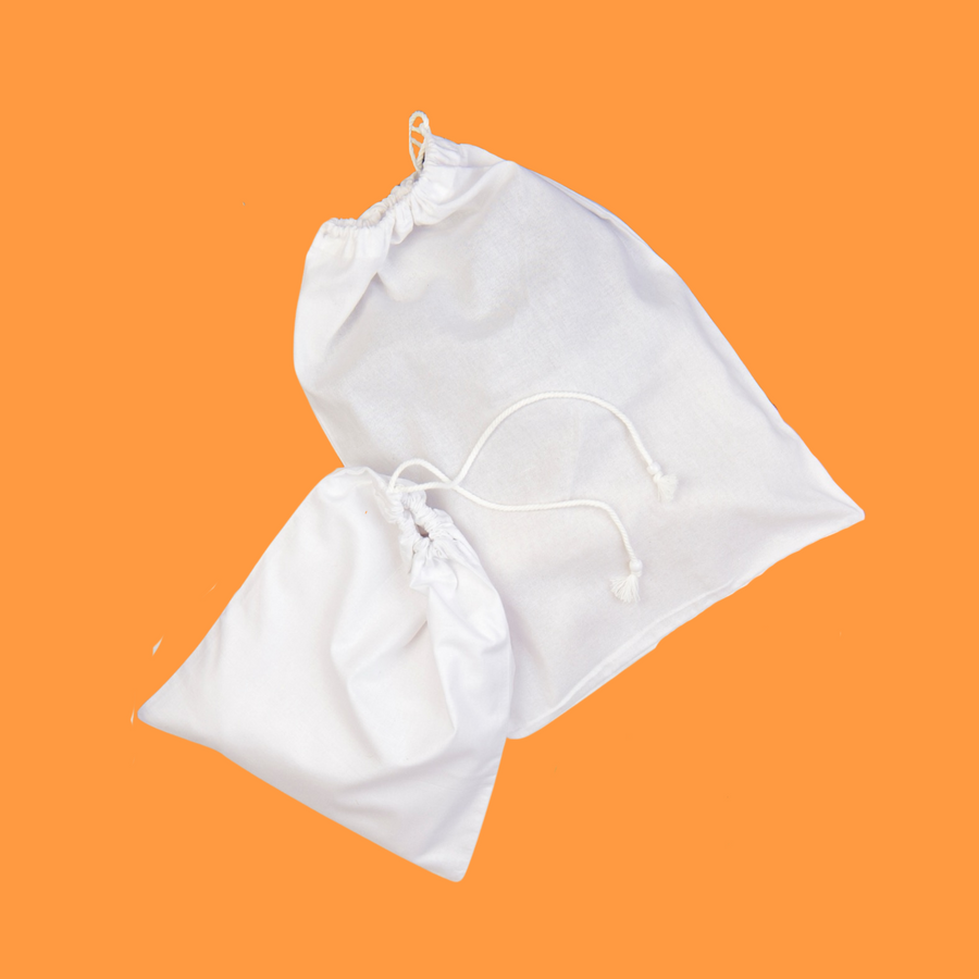 White Cotton Drawstring Gift Storage Bag