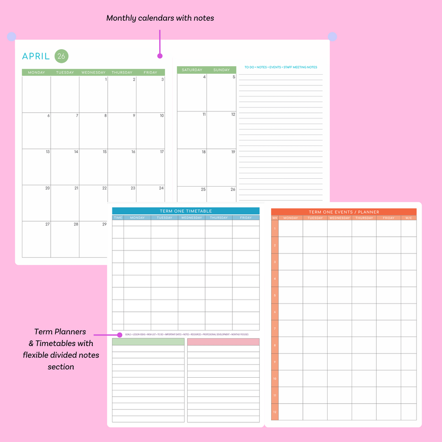 2026  Printable Weekly Teacher Planner - Calm