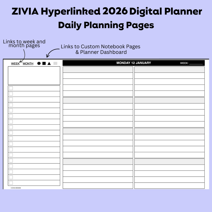 2026 Digital Teacher Planner | Monthly, Weekly & Daily | Black & White