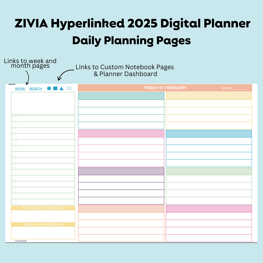 2025  Digital Teacher Planner - Monthly, Weekly & Daily - Colourful