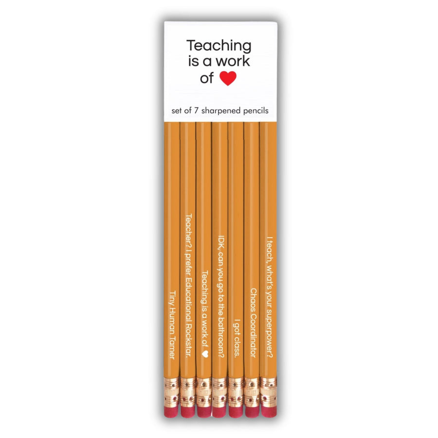Teaching Is A Work Of Heart - Pencil Set-Zivia Designs