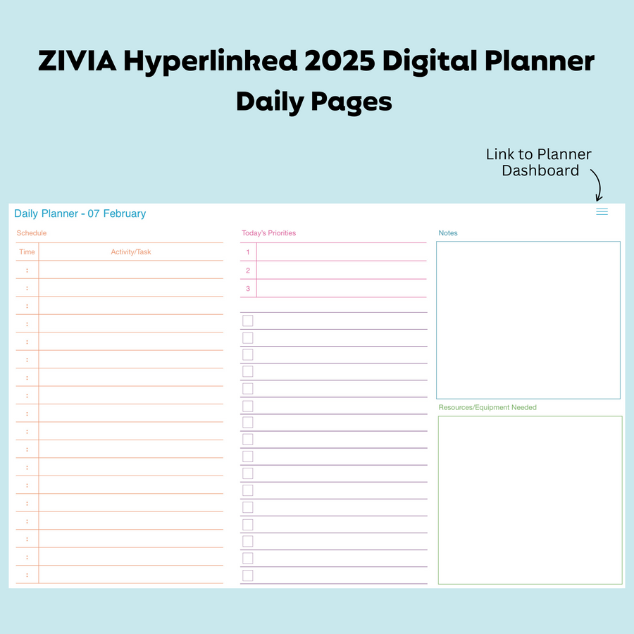 2025  Digital Teacher Planner - Monthly, Weekly & Daily - Colourful