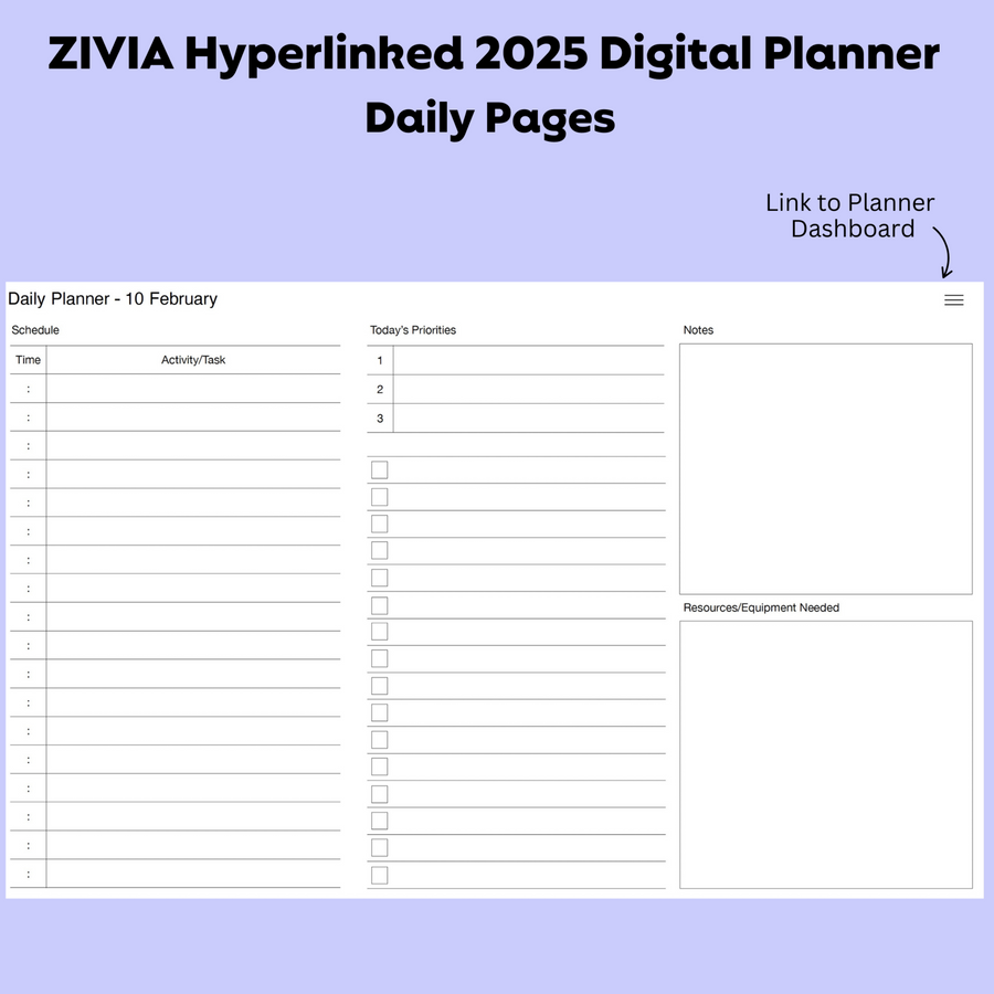 2025  Digital Teacher Planner - Monthly, Weekly & Daily - Black & White