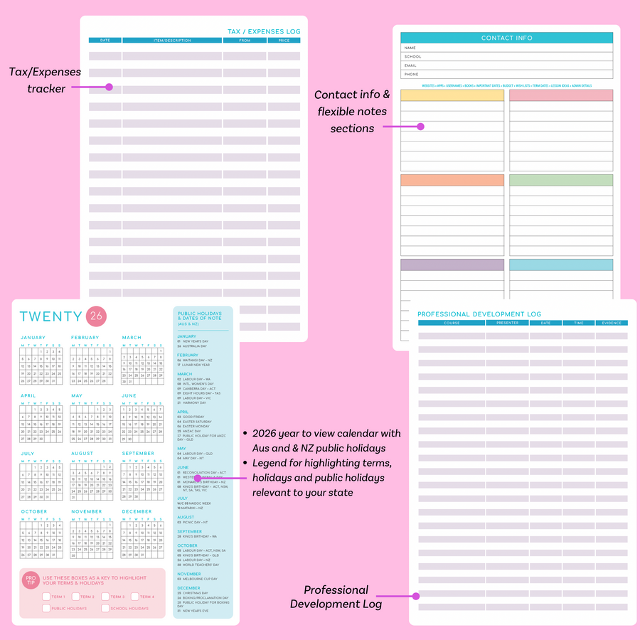 2026  Printable Weekly Teacher Planner - Calm