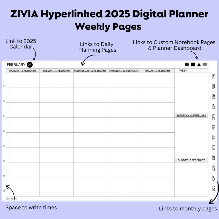 2025  Digital Teacher Planner - Monthly, Weekly & Daily - Black & White