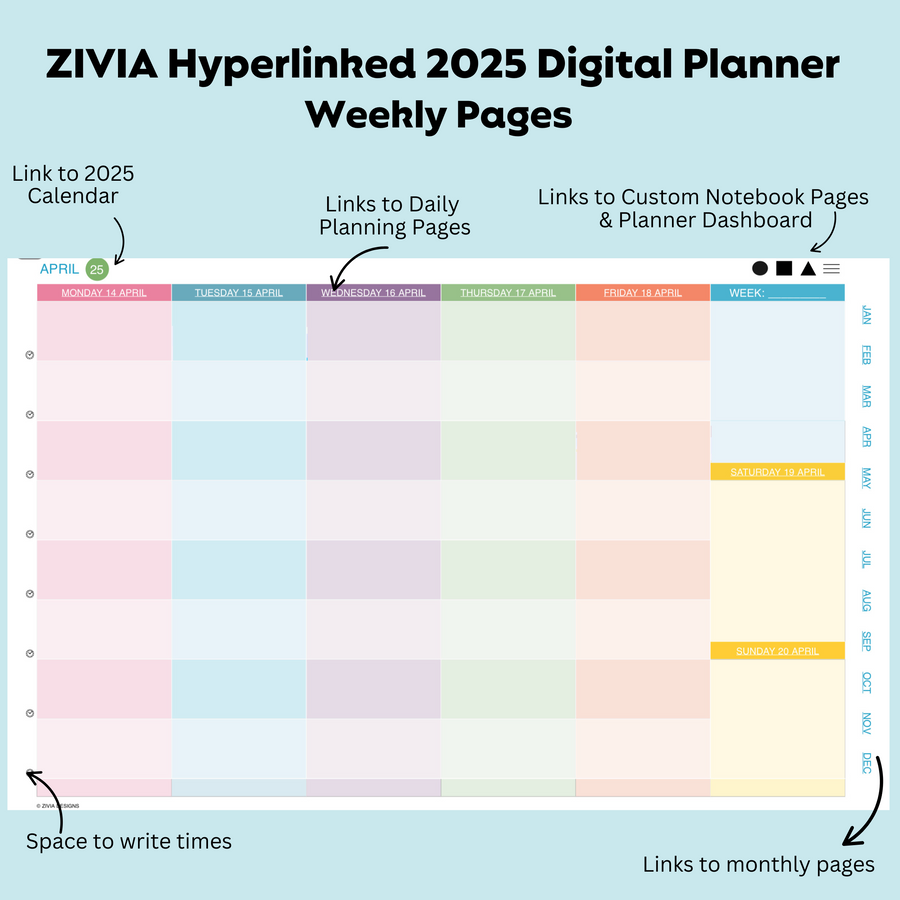 2025  Digital Teacher Planner - Monthly, Weekly & Daily - Colourful