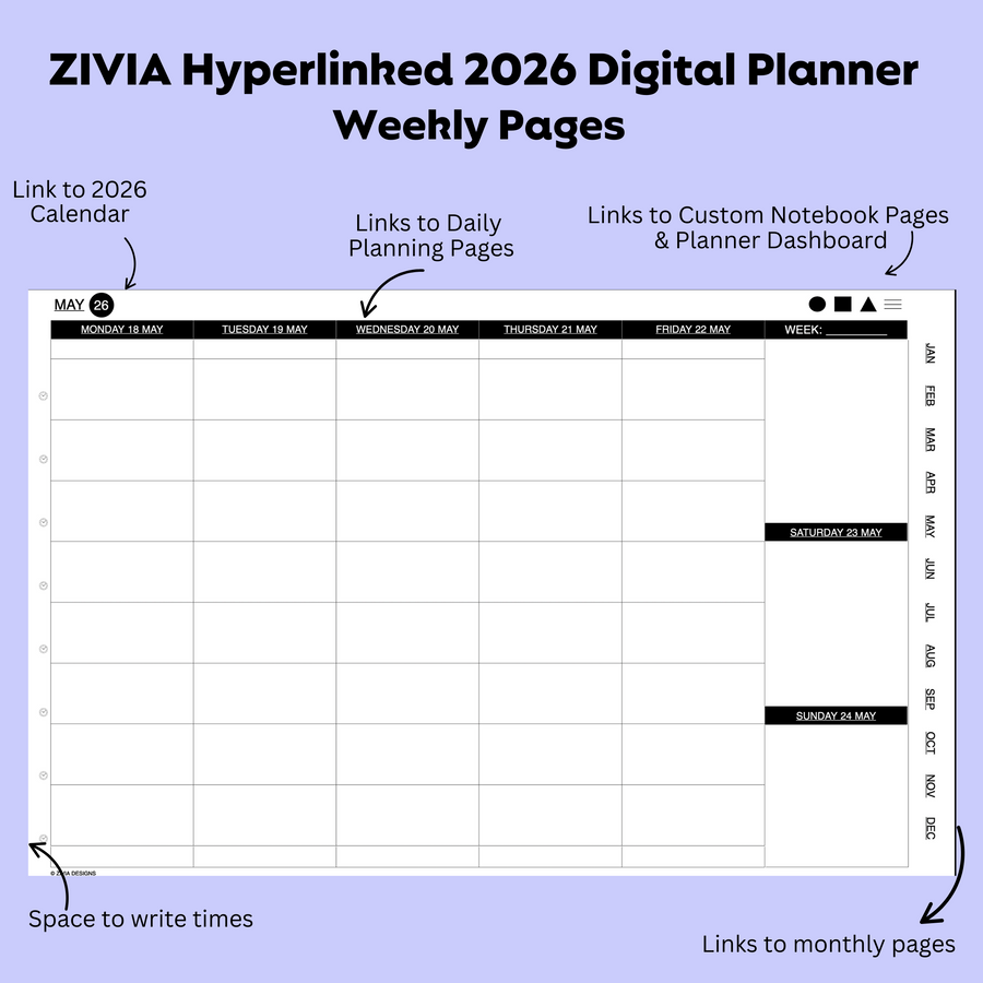 2026 Digital Teacher Planner | Monthly, Weekly & Daily | Black & White