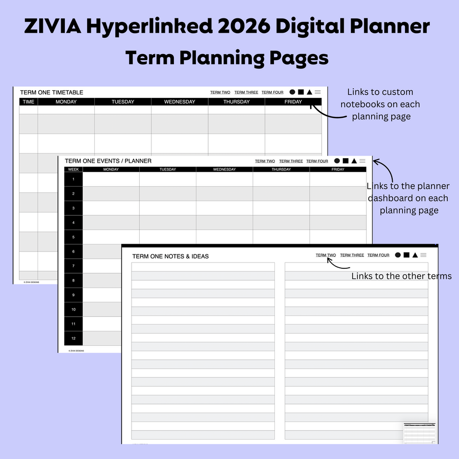 2026 Digital Teacher Planner | Monthly, Weekly & Daily | Black & White