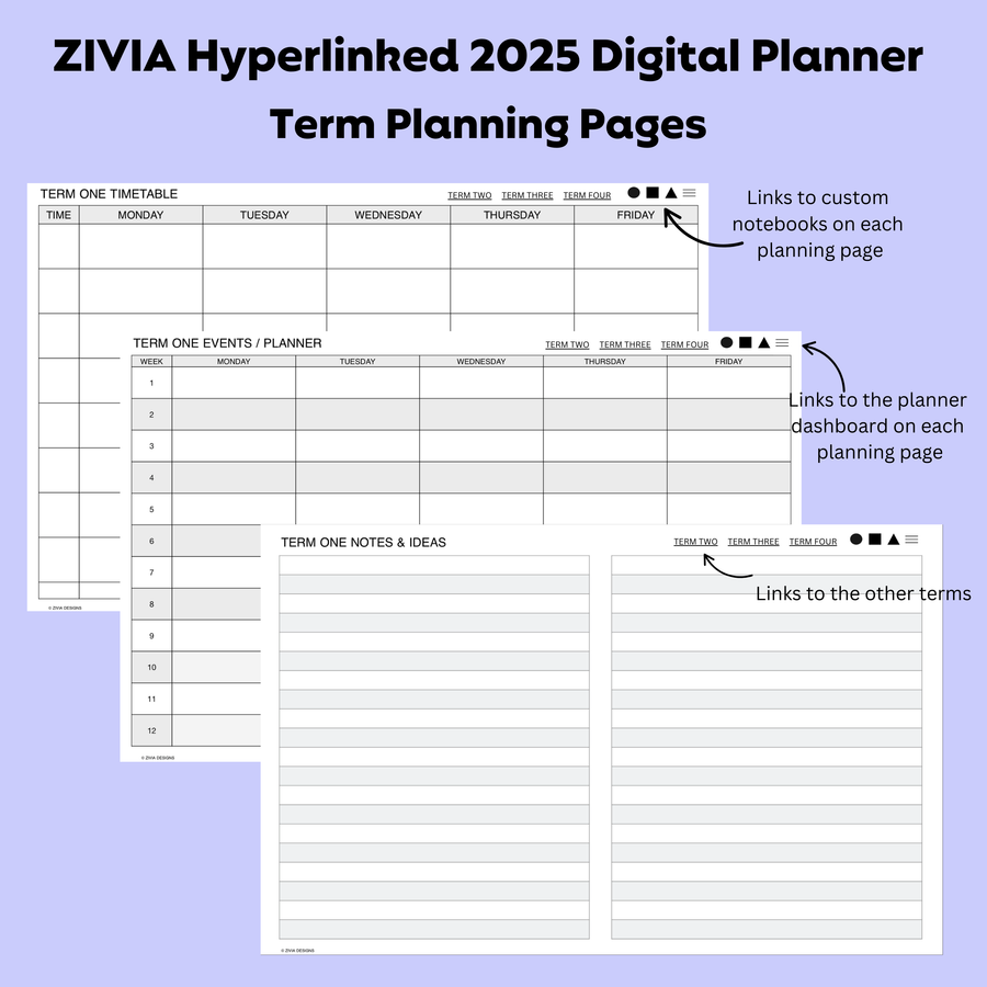 2025  Digital Teacher Planner - Monthly, Weekly & Daily - Black & White