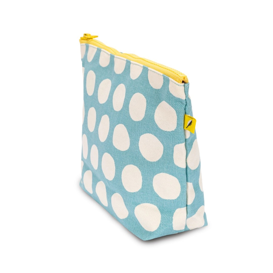 Dot Blue Mid Zip Pouch