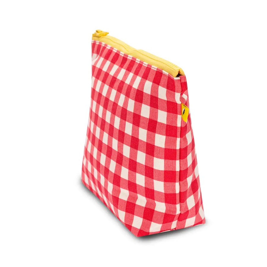 Red Gingham Mid Zip Pouch