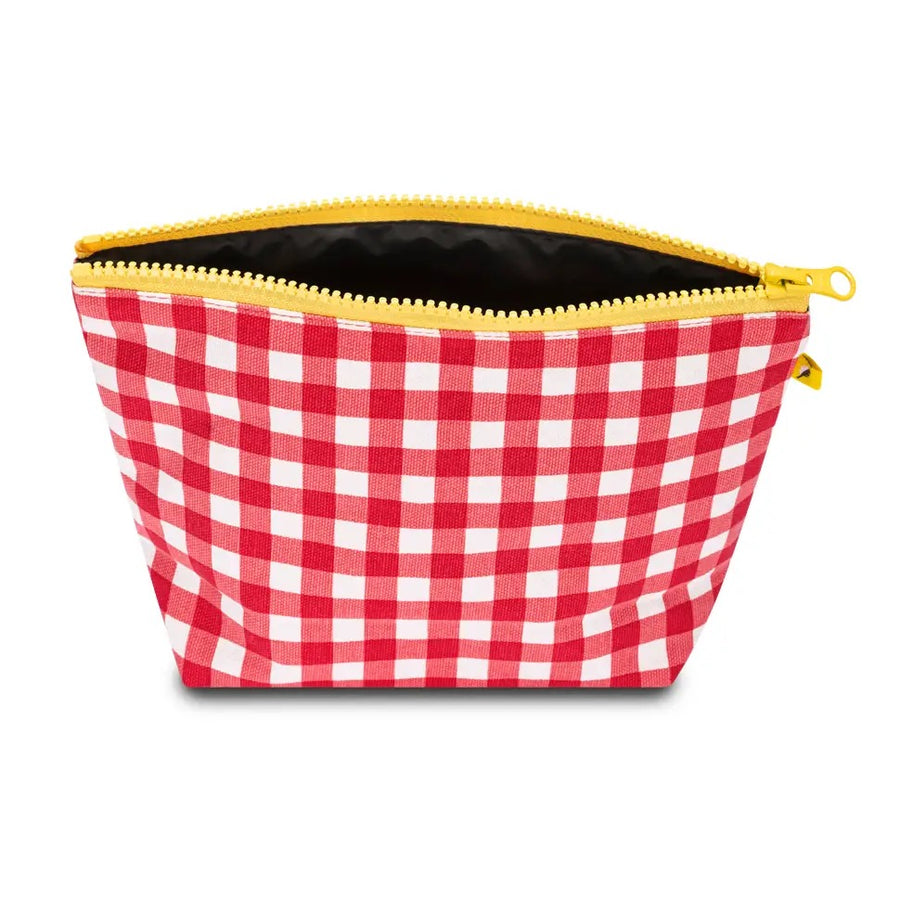 Red Gingham Mid Zip Pouch