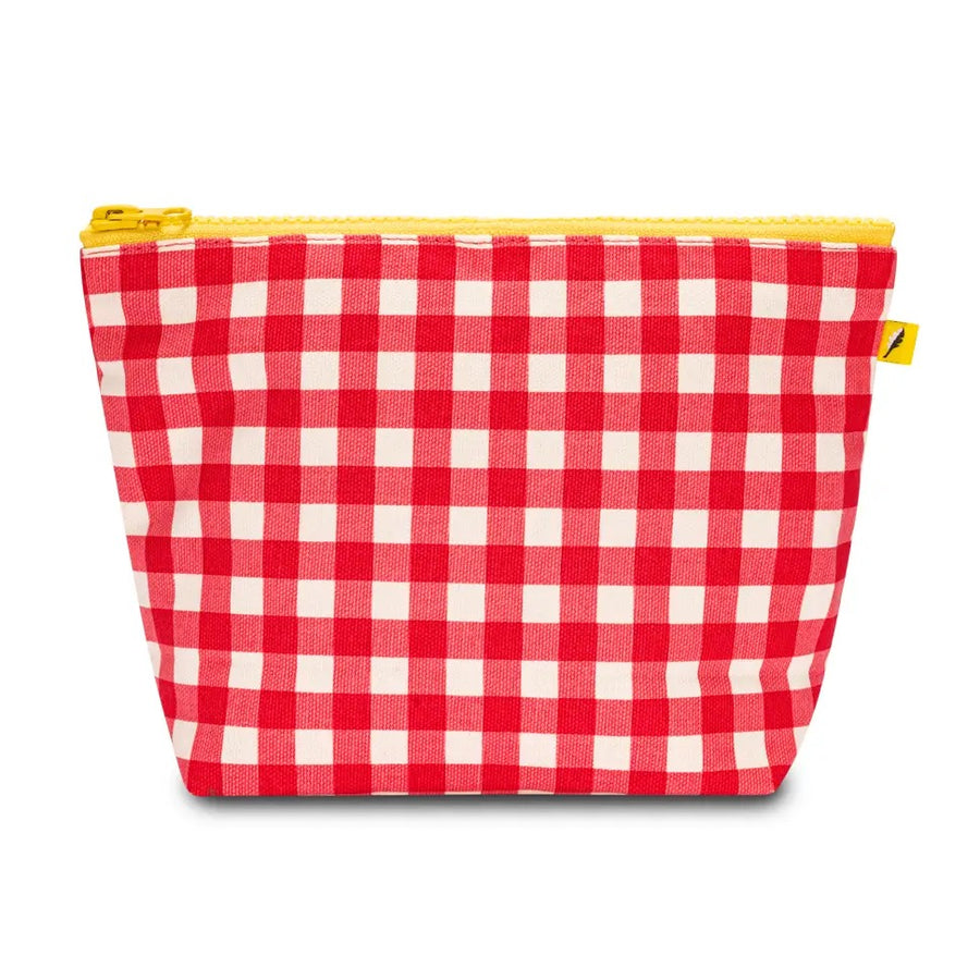 Red Gingham Mid Zip Pouch