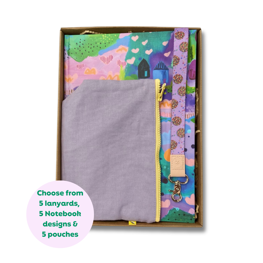 Teacher Gift Box | A4 Hardcover Notebook, Lanyard & Mid Zip Pouch