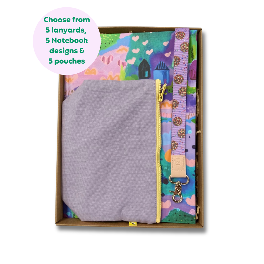 Teacher Gift Box | A4 Hardcover Notebook, Lanyard & Mid Zip Pouch