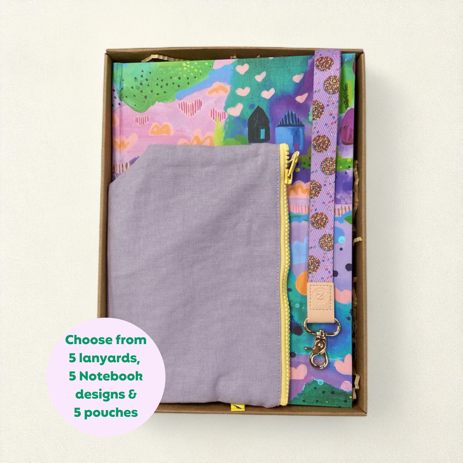 Teacher Gift Box | A4 Hardcover Notebook, Lanyard & Mid Zip Pouch