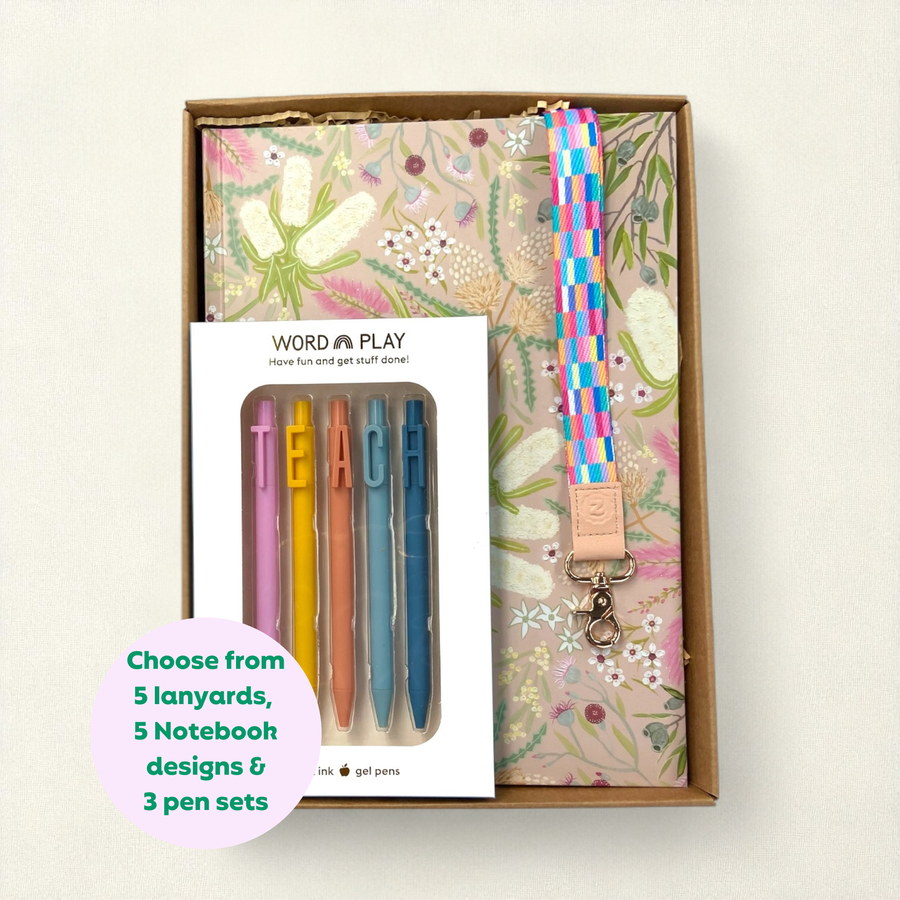 Teacher Gift Box | A4 Hardcover Notebook, Lanyard & Pen Set
