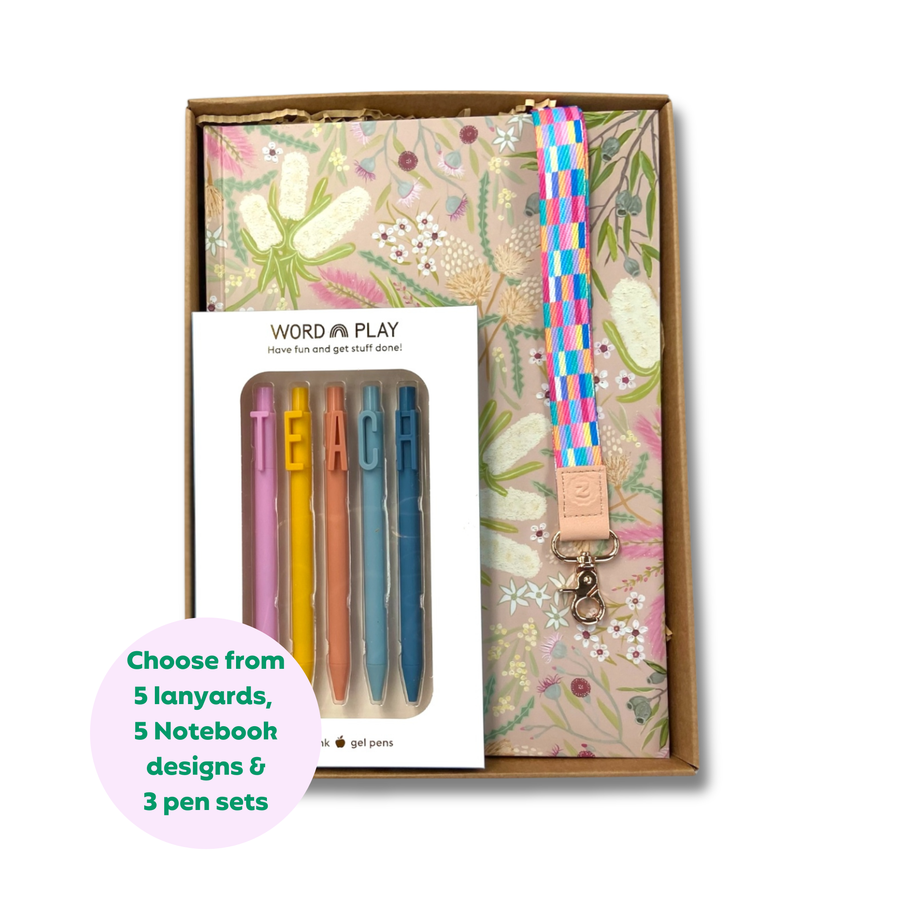 Teacher Gift Box | A4 Hardcover Notebook, Lanyard & Pen Set