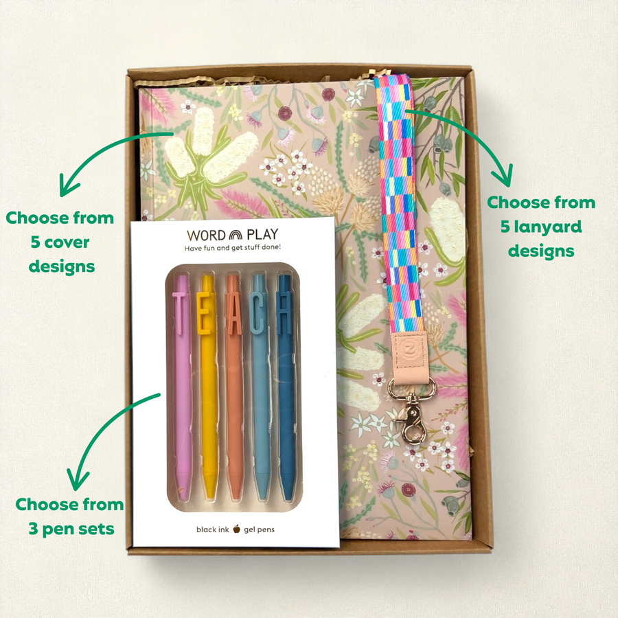Teacher Gift Box | A4 Hardcover Notebook, Lanyard & Pen Set