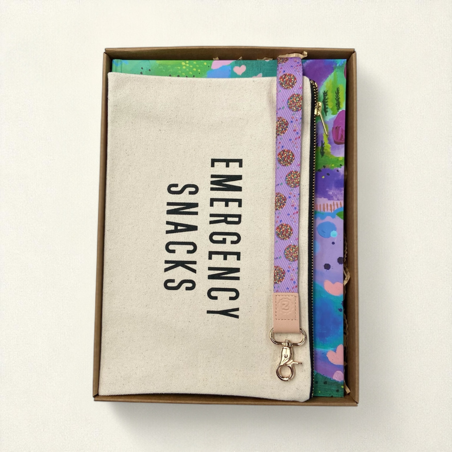 Teacher Gift Box | A4 Hardcover Notebook, Lanyard & Canvas Emergency Snack Pouch