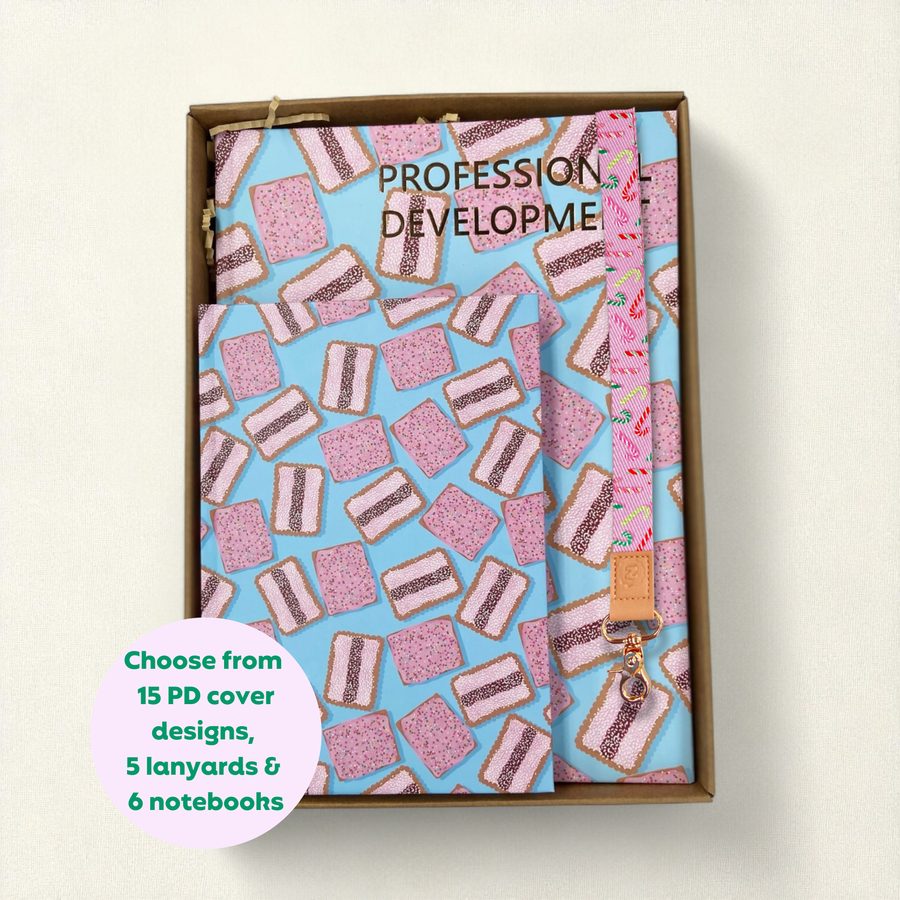 Teacher Gift Box | Professional Development Logbook, A5 Hardcover Notebook & Lanyard