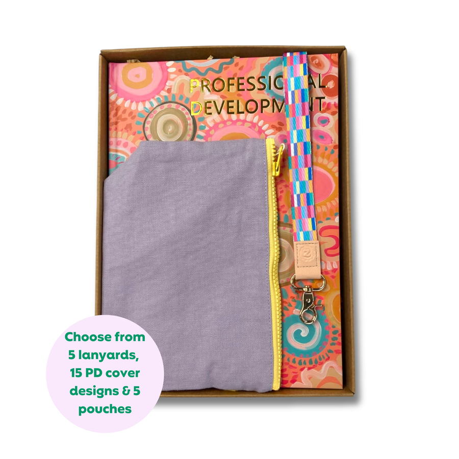 Teacher Gift Box | Professional Development Logbook, Lanyard & Mid Zip Pouch