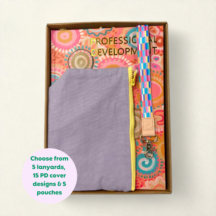 Teacher Gift Box | Professional Development Logbook, Lanyard & Mid Zip Pouch