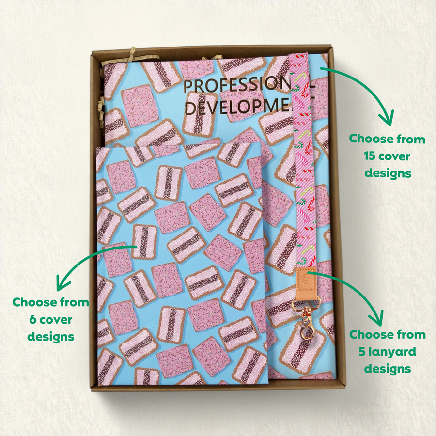 Teacher Gift Box | Professional Development Logbook, A5 Hardcover Notebook & Lanyard