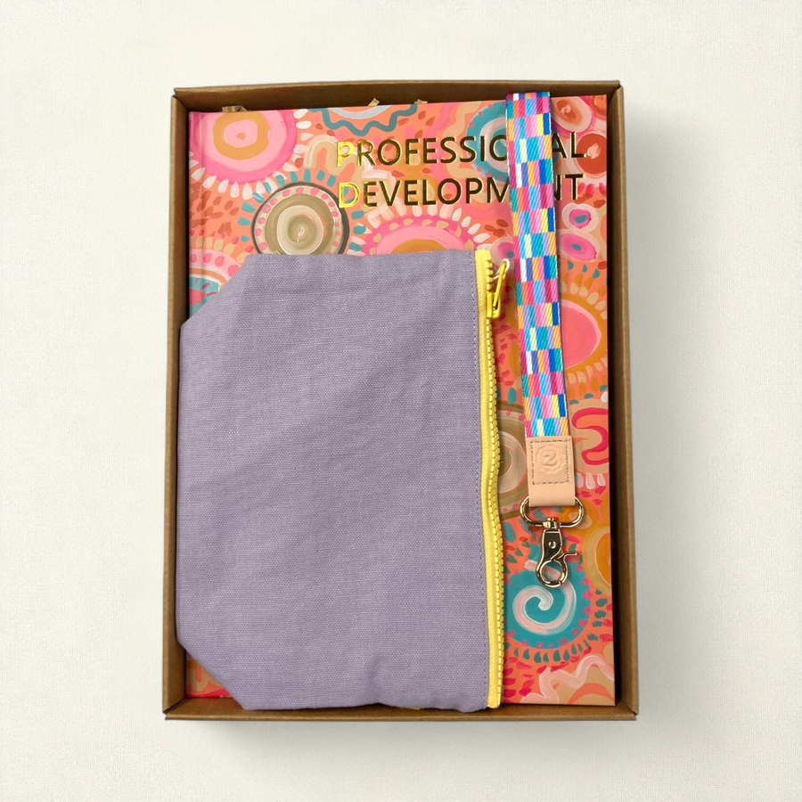 Teacher Gift Box | Professional Development Logbook, Lanyard & Mid Zip Pouch