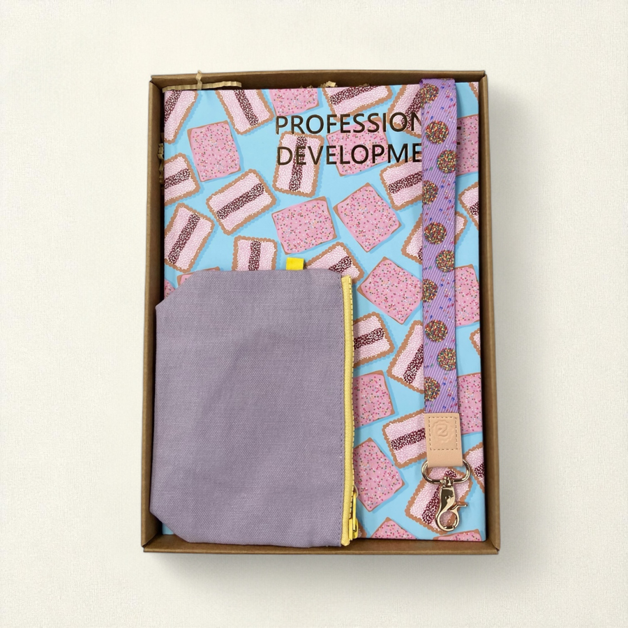 Teacher Gift Box | Professional Development Logbook, Lanyard & Tiny Zip Pouch