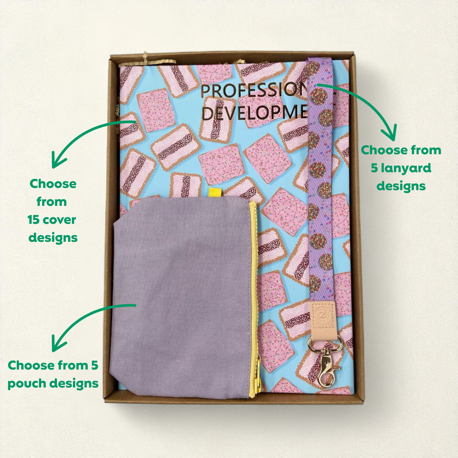 Teacher Gift Box | Professional Development Logbook, Lanyard & Tiny Zip Pouch