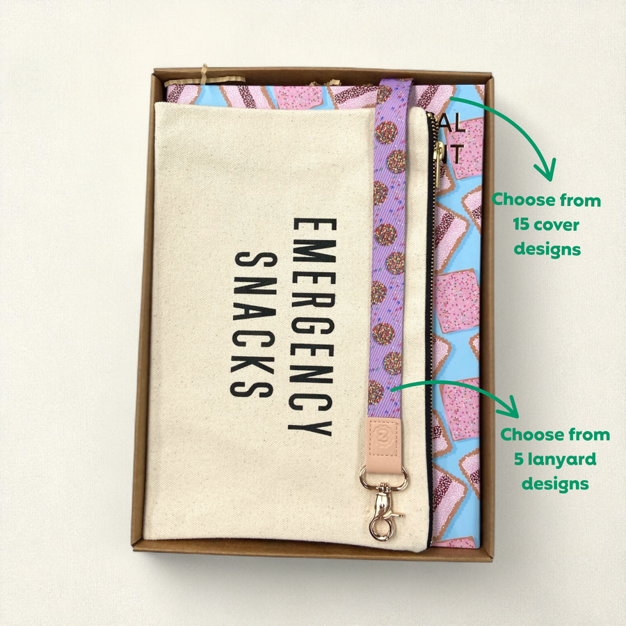 Teacher Gift Box | Professional Development Logbook, Lanyard & Canvas Emergency Snack Pouch